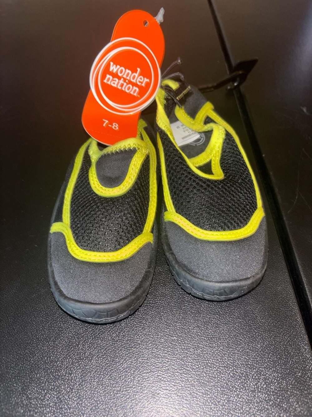 Wonder Nation Toddler Black and Yellow Water Shoes Size 7-8